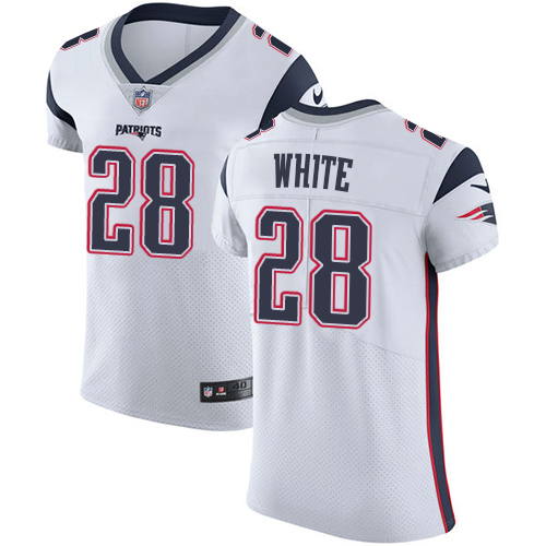 Nike Patriots #28 James White White Men's Stitched NFL Vapor Untouchable Elite Jersey - Click Image to Close